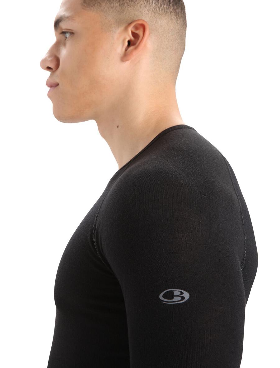 Base Layers Icebreaker BodyfitZone™ Merino 150 Zone Long Sleeve Crewe Thermal Top Męskie Czarne | PL 1584KORI